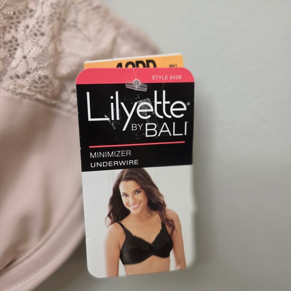 Lilyette by Bali Minimizer Underwire Bra 42DD Beige Lace New With Tags - Picture 2 of 6